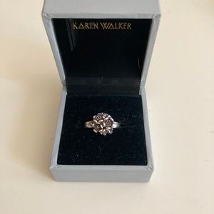 Karen Walker 925 silver flower ring, size 6.5